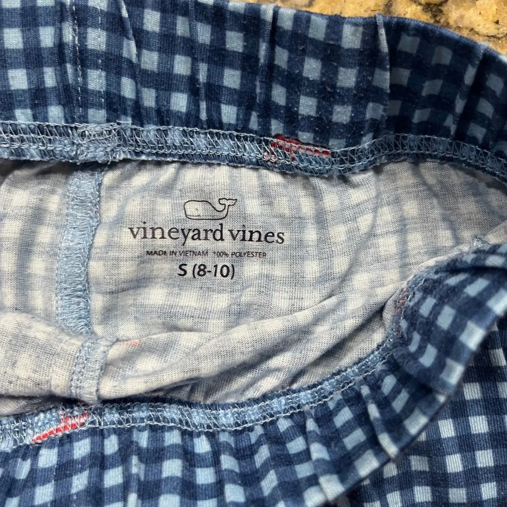 Vineyard Vines‎ Boys Blue Gingham American Flag Whale Pajama Pants Size S 8-10